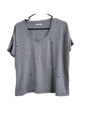 Madewell T-Shirt Womens Size Small Gray Colorful Squares Short Sleeve Tee top